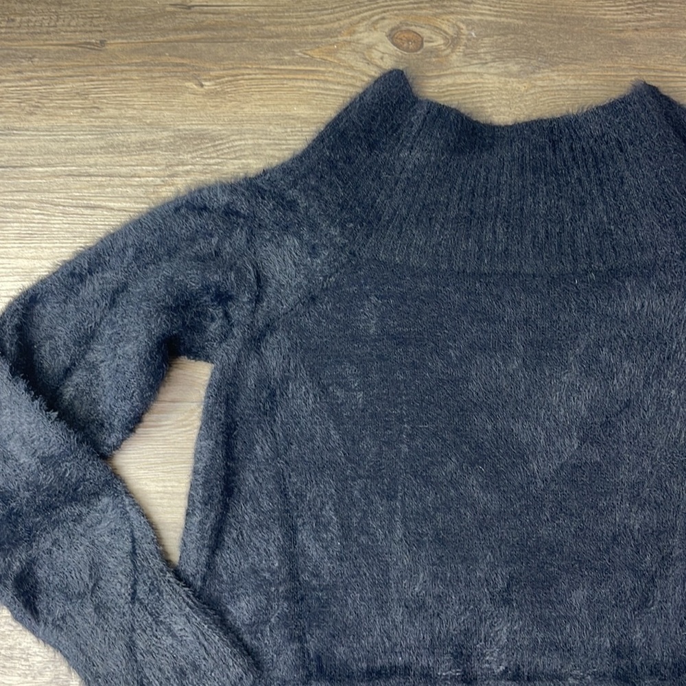 Loft Fuzzy Black Long Sleeve Sweater, size small - Picture 9 of 10